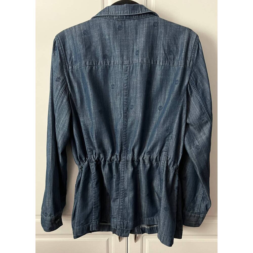 Talbots Chambray Safari Style Jacket With Embroid… - image 2